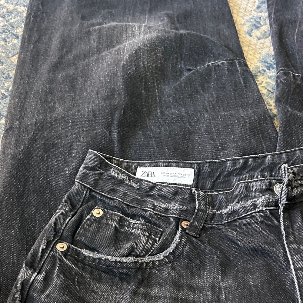 Zara Faded Black High-Rise Denim Jeans